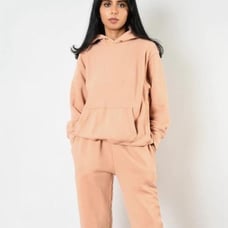 Les Tien Relaxed Cotton Pullover Hoodie Mauve Size Medium M