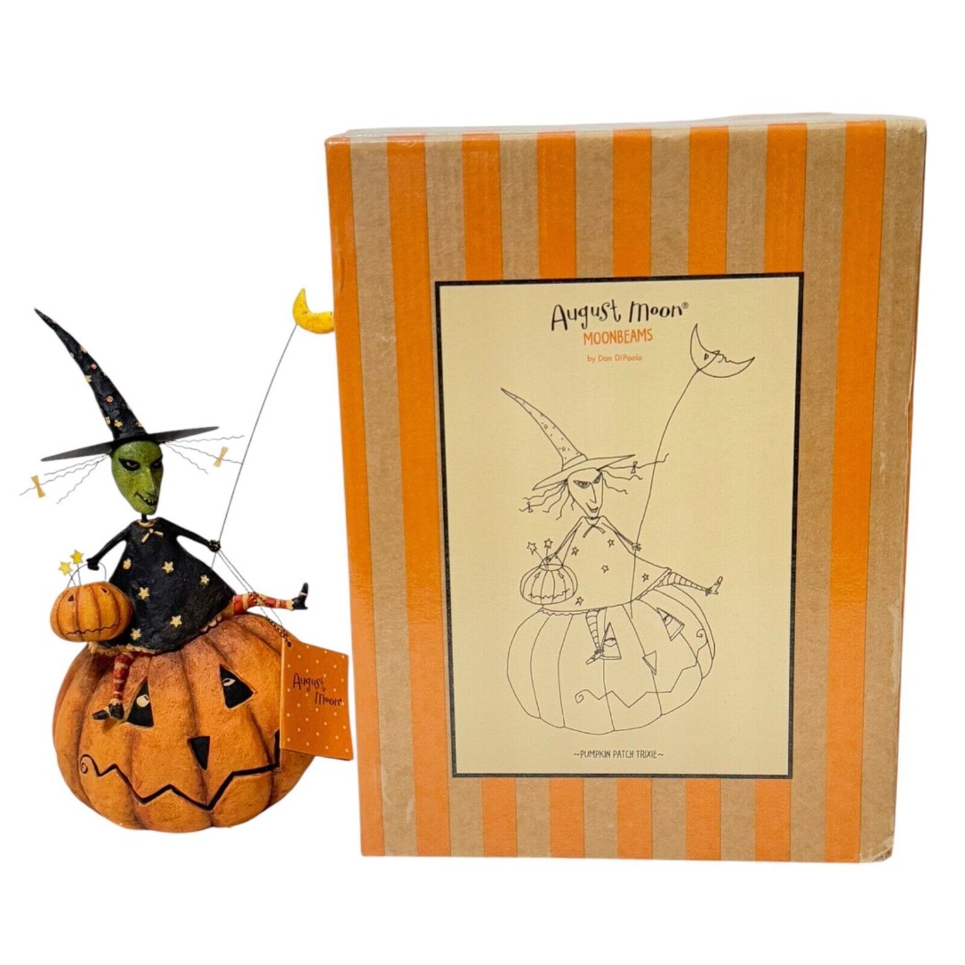 August Moon Pumpkin Patch Trixie Witch Halloween Decor JackO Lantern Dan DiPaolo