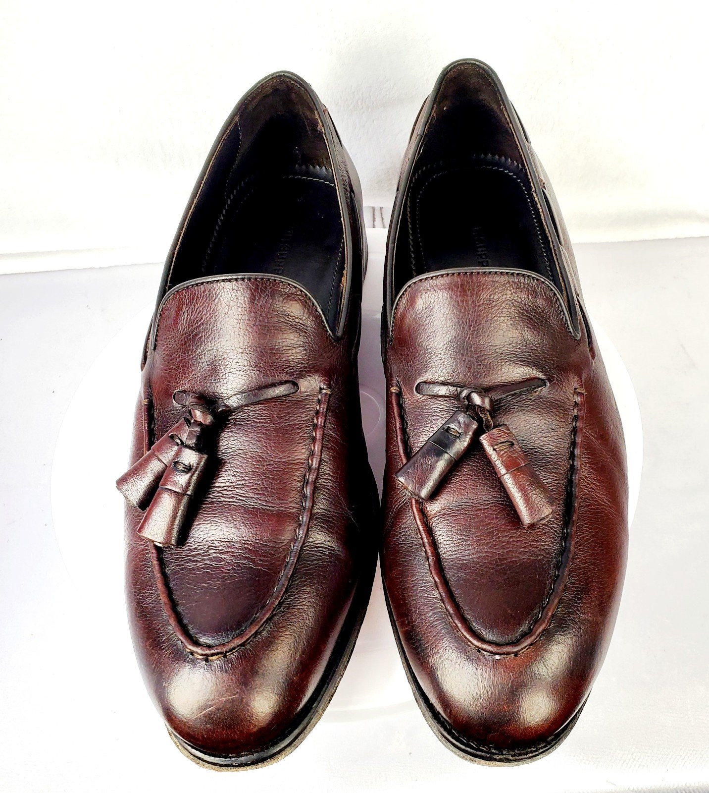 SUITSUPPLY Brown Leather Slip on Tassel Loafers made in Italy US Size-10, EU44