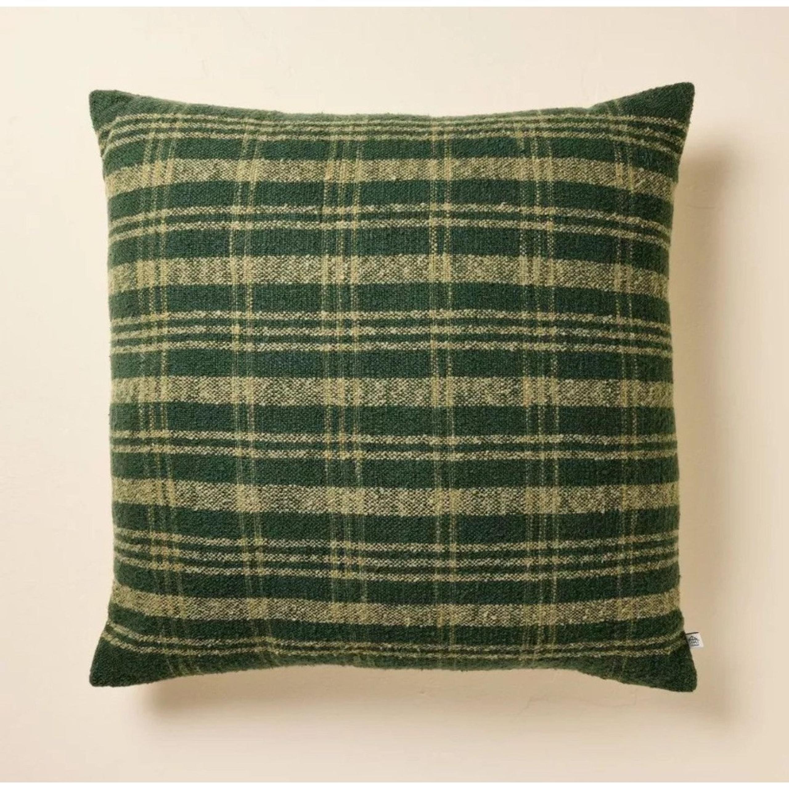24"x24" Boucle Slub Plaid Square Throw Pillow Tonal Green Hearth & Hand Magnolia
