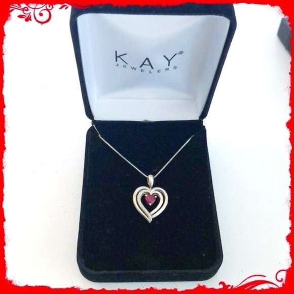 Kay Jewelers NIB Sterling Silver Reversible Ruby & Sapphire Necklace