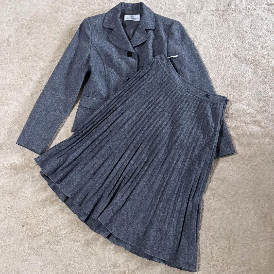 Courrèges Gray Skirt Suit Set Up Logo 11AR L