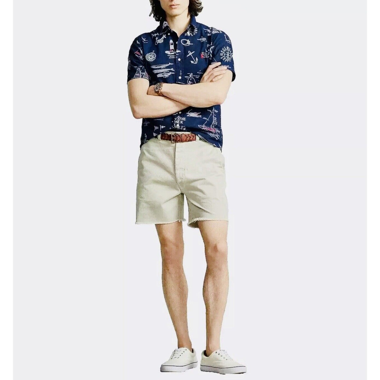 Polo Ralph Lauren Chino Shorts Men's 6 Burroughs Relaxed Fit Khaki Button Sz 38
