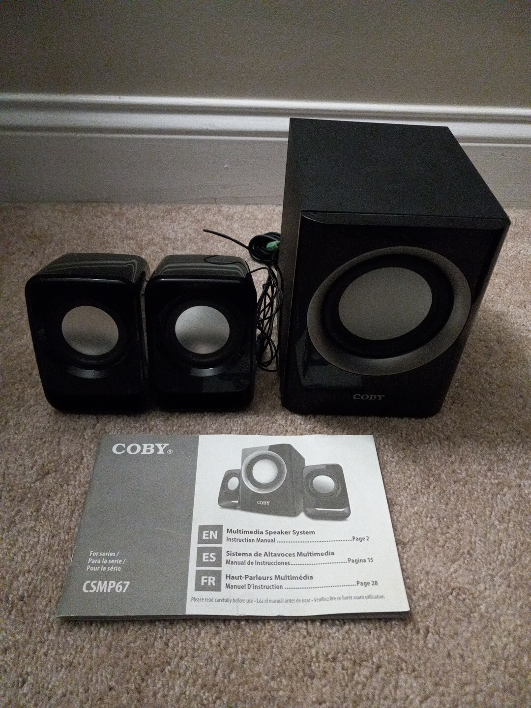 Coby CSMP67 High Performance Multimedia Speaker Subwoofer System In Black