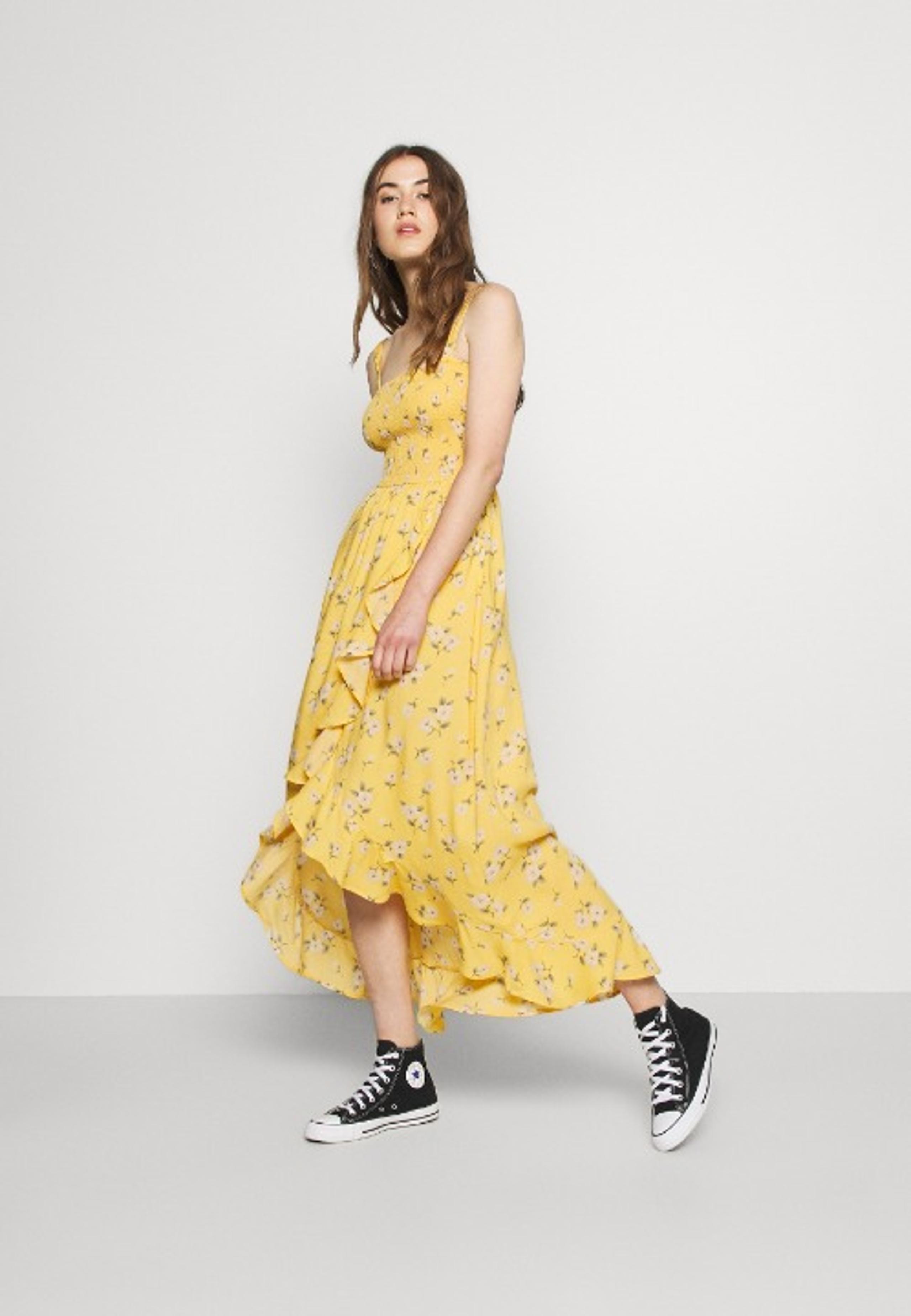 Hollister HI-LOW SMOCKED MIDI Dress XS