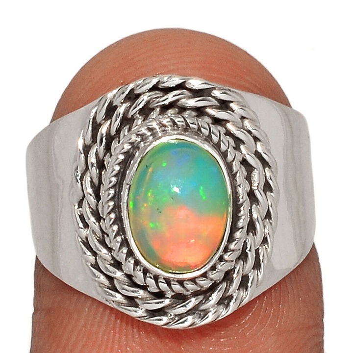 New - Ethiopian Opal 925 Sterling Silver Ring - Size 6