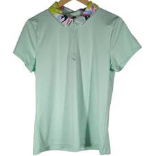 Tommy Bahama Golf Short Sleeve Print Collar Shirt - Mint, Size L NWT