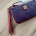 Dooney & Bourke Pebble Grain Large Zip Wristlet Wallet Clutch Purple & Red NWT
