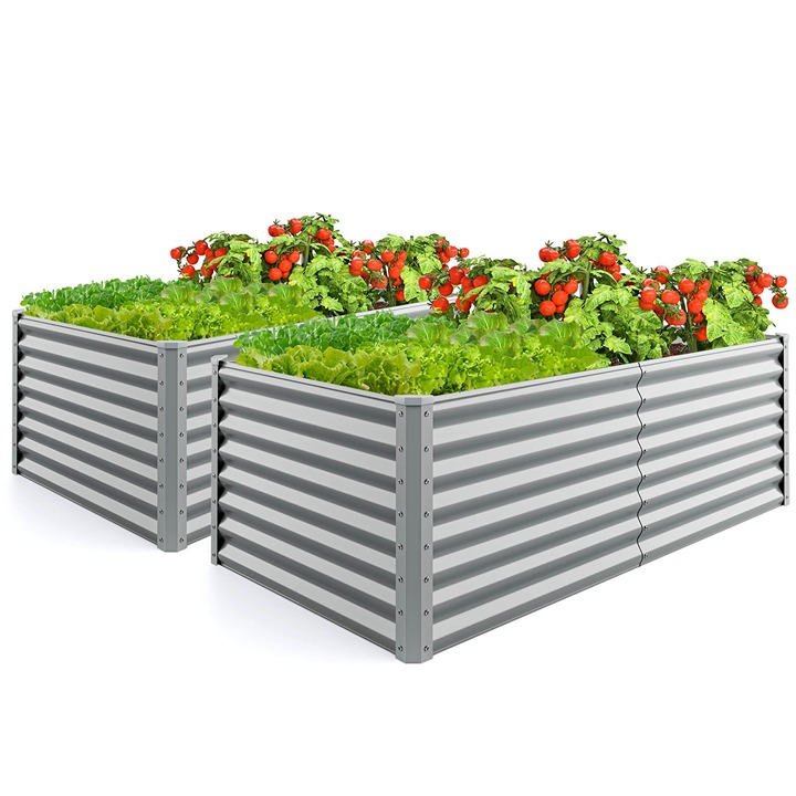 2 PCS Raised Garden Bed Large Metal Planter Box Kit for Vegetable Herb 6' x 3'