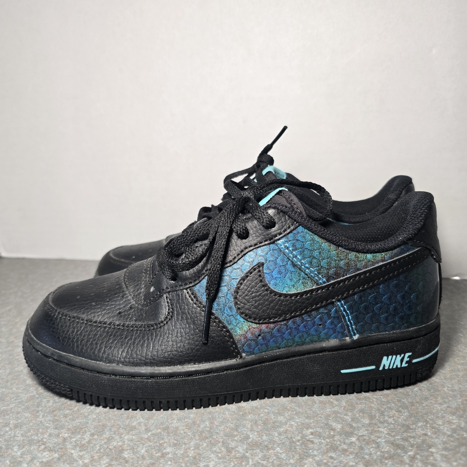 Nike Air Force 1 Low Size 3Y Kids Black Blue Baby Dragon Sneakers BV6063-001