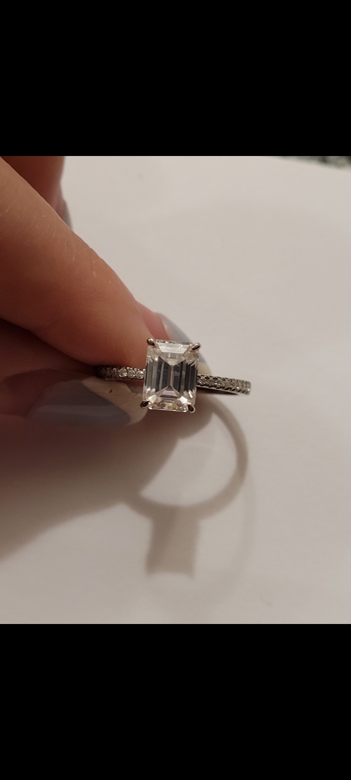 *SALE* 2CT Emerald Cut Moissanite 14k solid white gold Engagement Ring Size 7