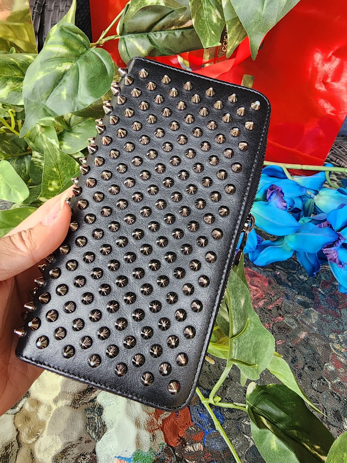 Authentic Christian Louboutin Studs long zippy wallet
