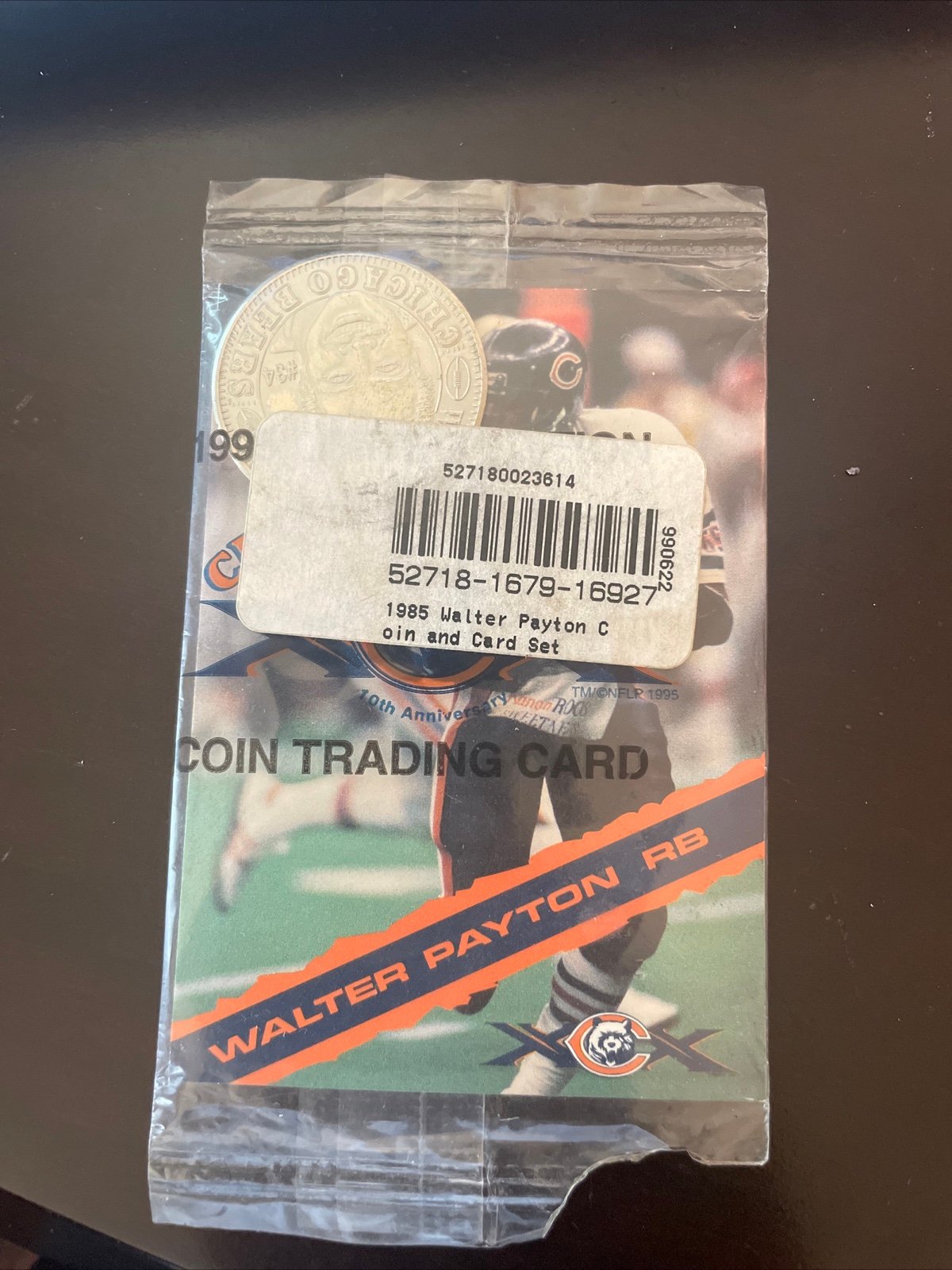 1995 1985 Super Bowl Champs 10th Anniversary Coin Trading Card WALTER PAYTON