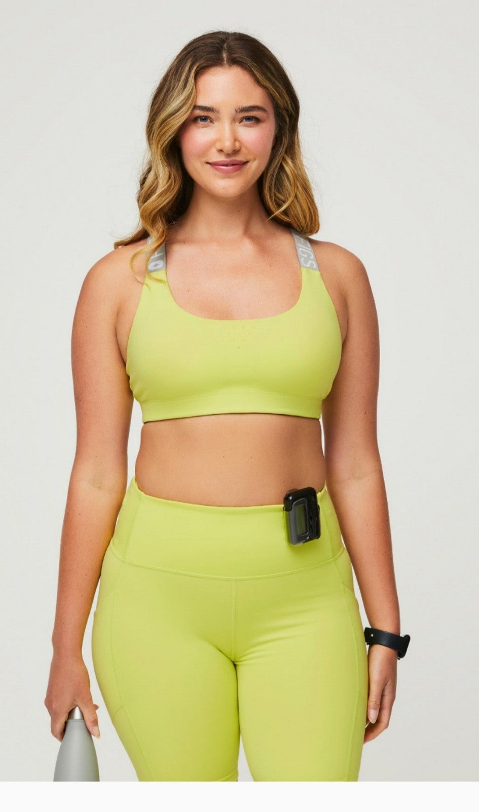 Figs S lime green sports bra