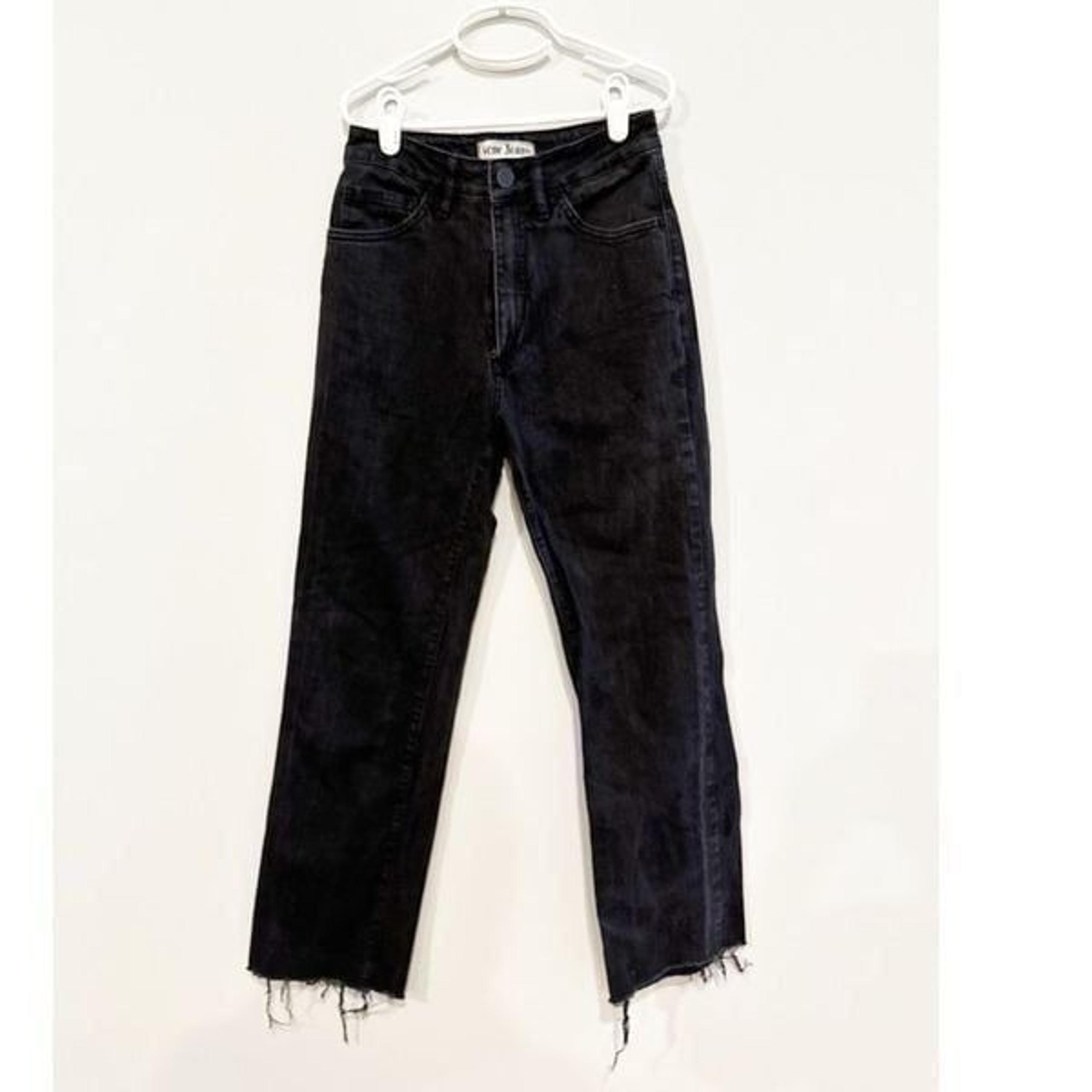 Acne tube cash straight leg raw hem jeans black
