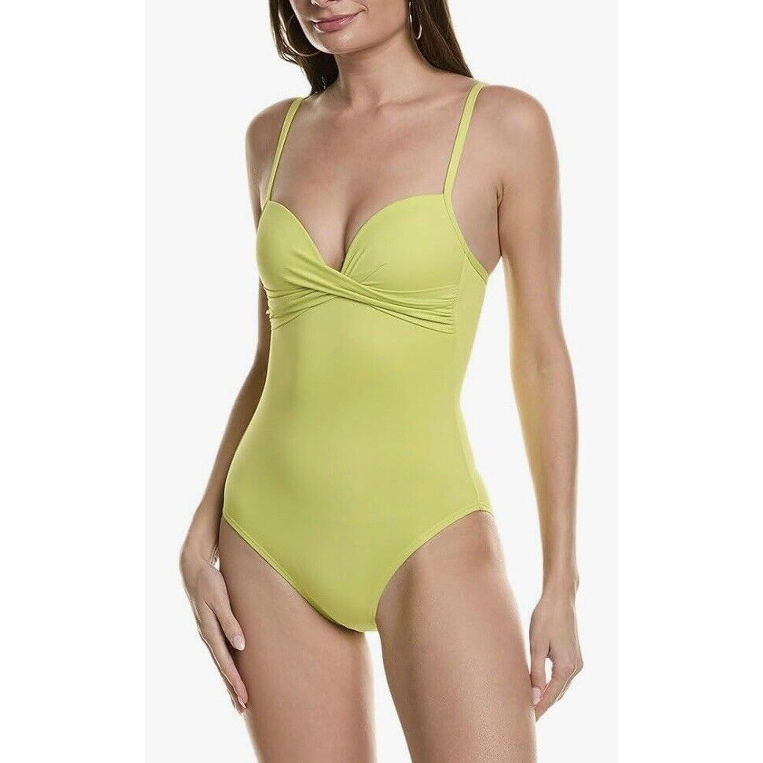 Vince Camuto Women's Limoncello Draped One Piece Swimwear Swimsuit 10 NWT
