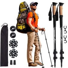 2pcs Durable Telescopic Multifunctional Aluminum Trekking Pole