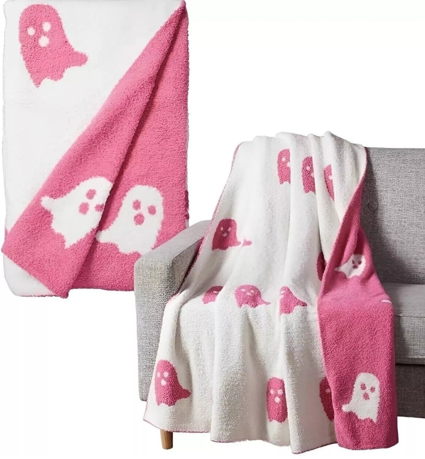 Pink and White Ghost Blanket!!