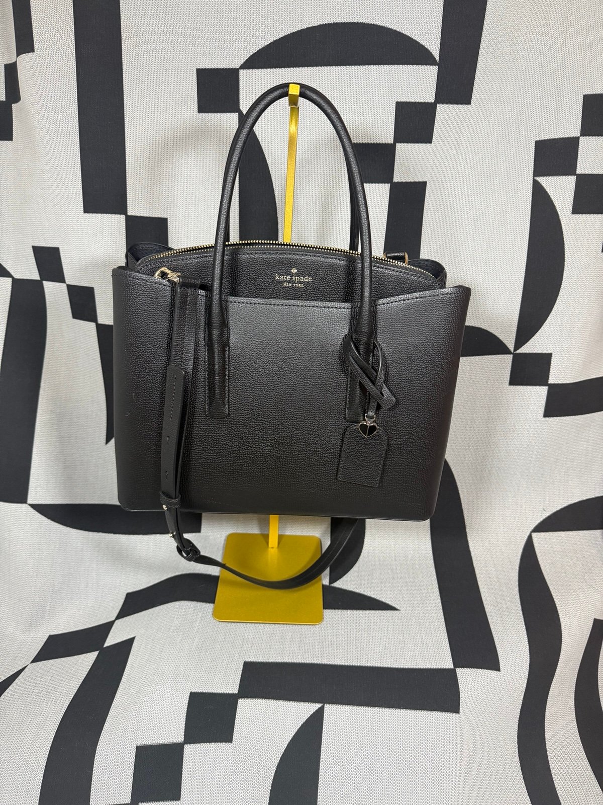 Kate Spade Black Leather Satchel Tote Bag