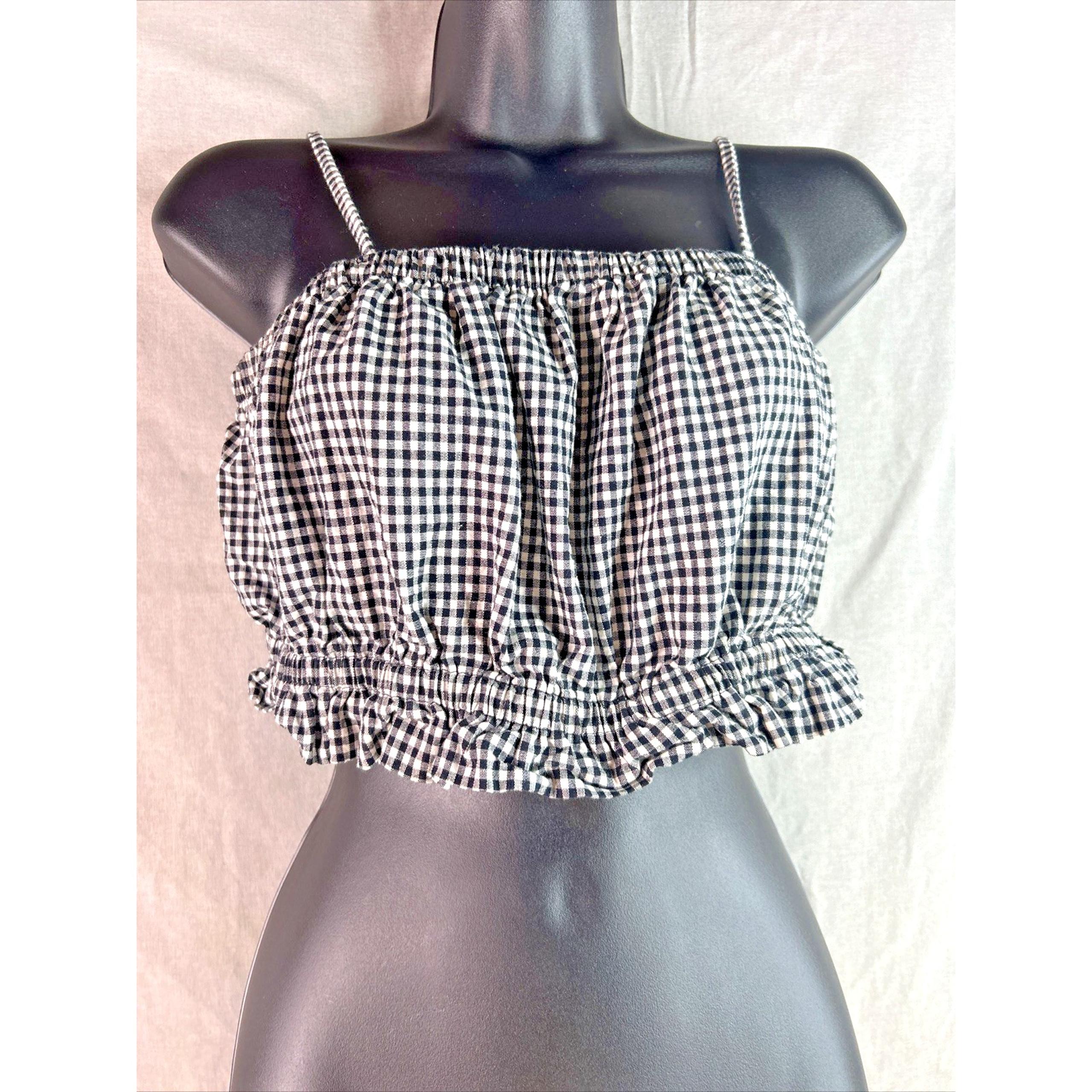 LA Hearts Crop top Tank Womens Ruffle Checkered Y2K Gingham Beach USA size M