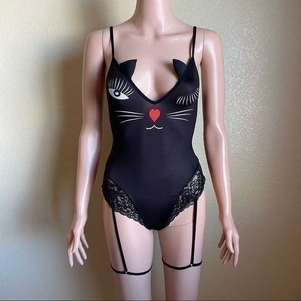 Mapale Cat Peek-A-Boo Garter Teddy Size Small