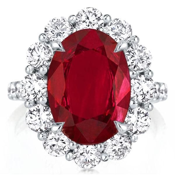 5.80 Carat Created Oval Cut Garnet Engagement Ring Size 7