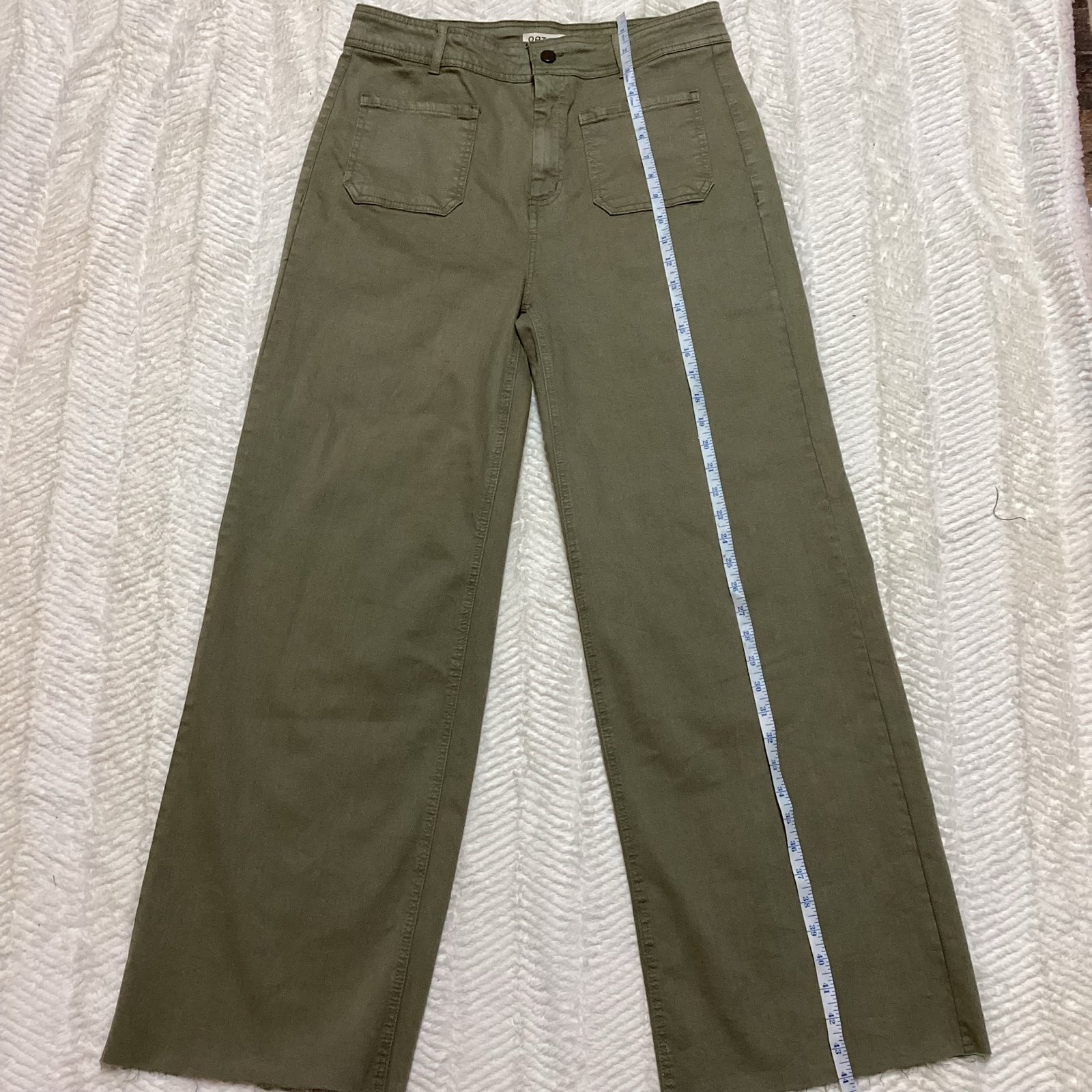 Vintage Style Wide Leg Oat New York 12/31 Olive Big Leg Hippy Y2K Cut Off Bottom
