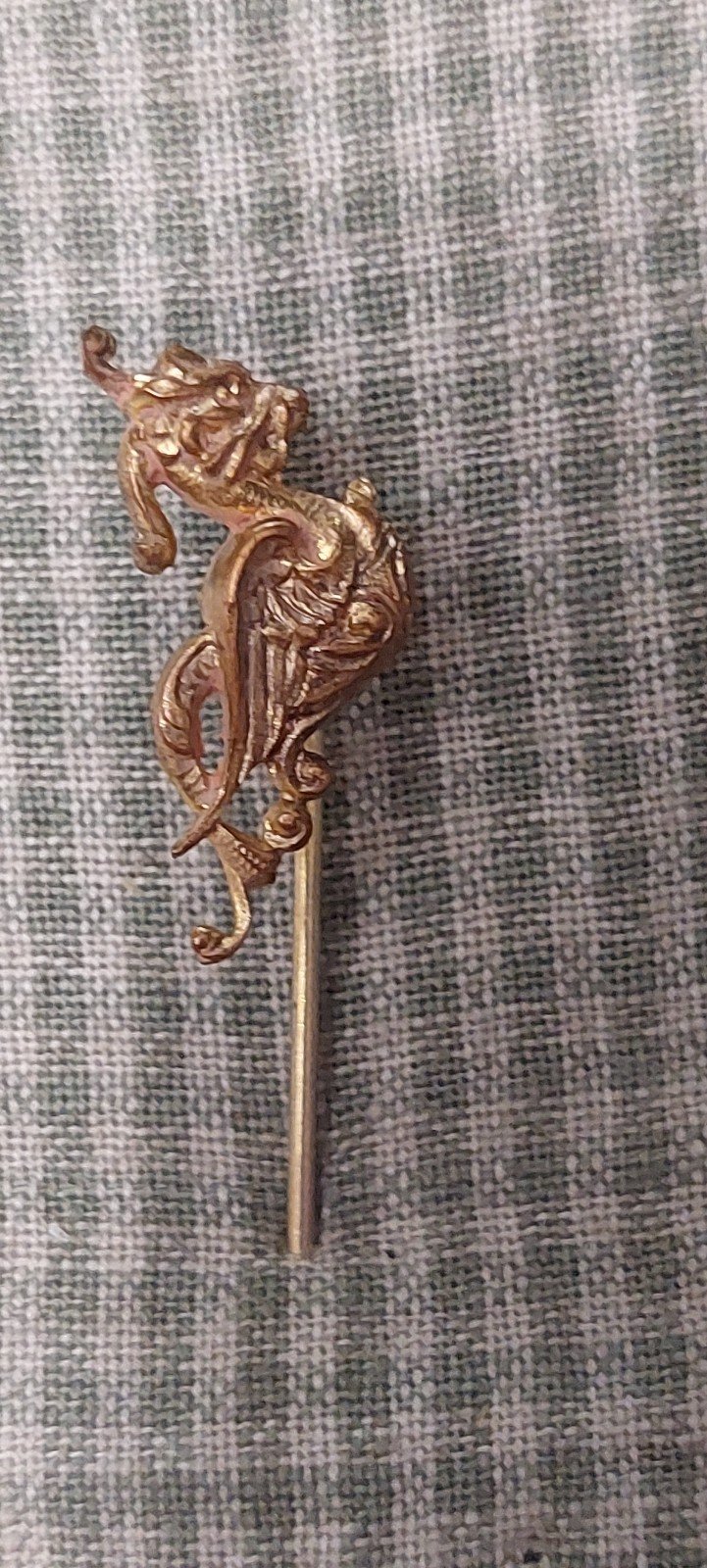 Antique Art Nouveau Graceful Dragon with Flourishes Stick Lapel Pin