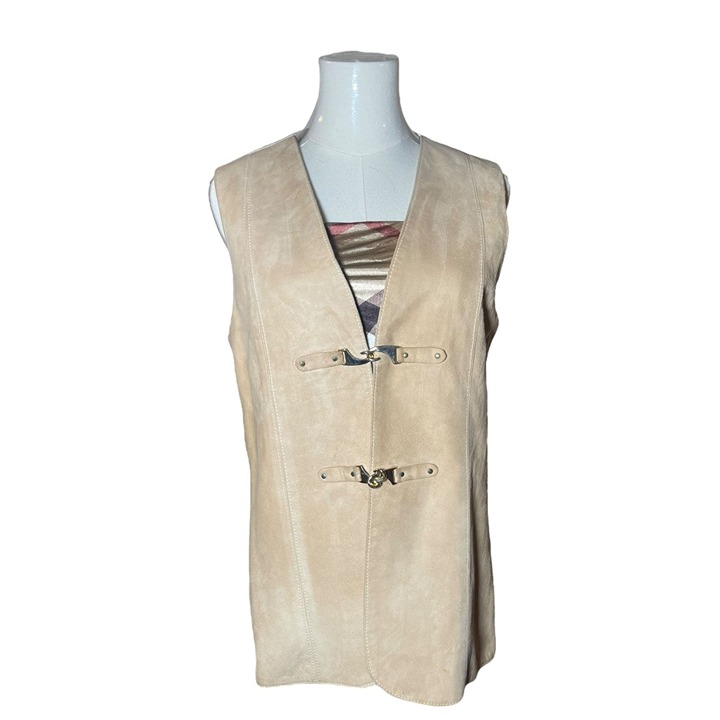 VTG Leather Hook Closure Vest 70s Size 12