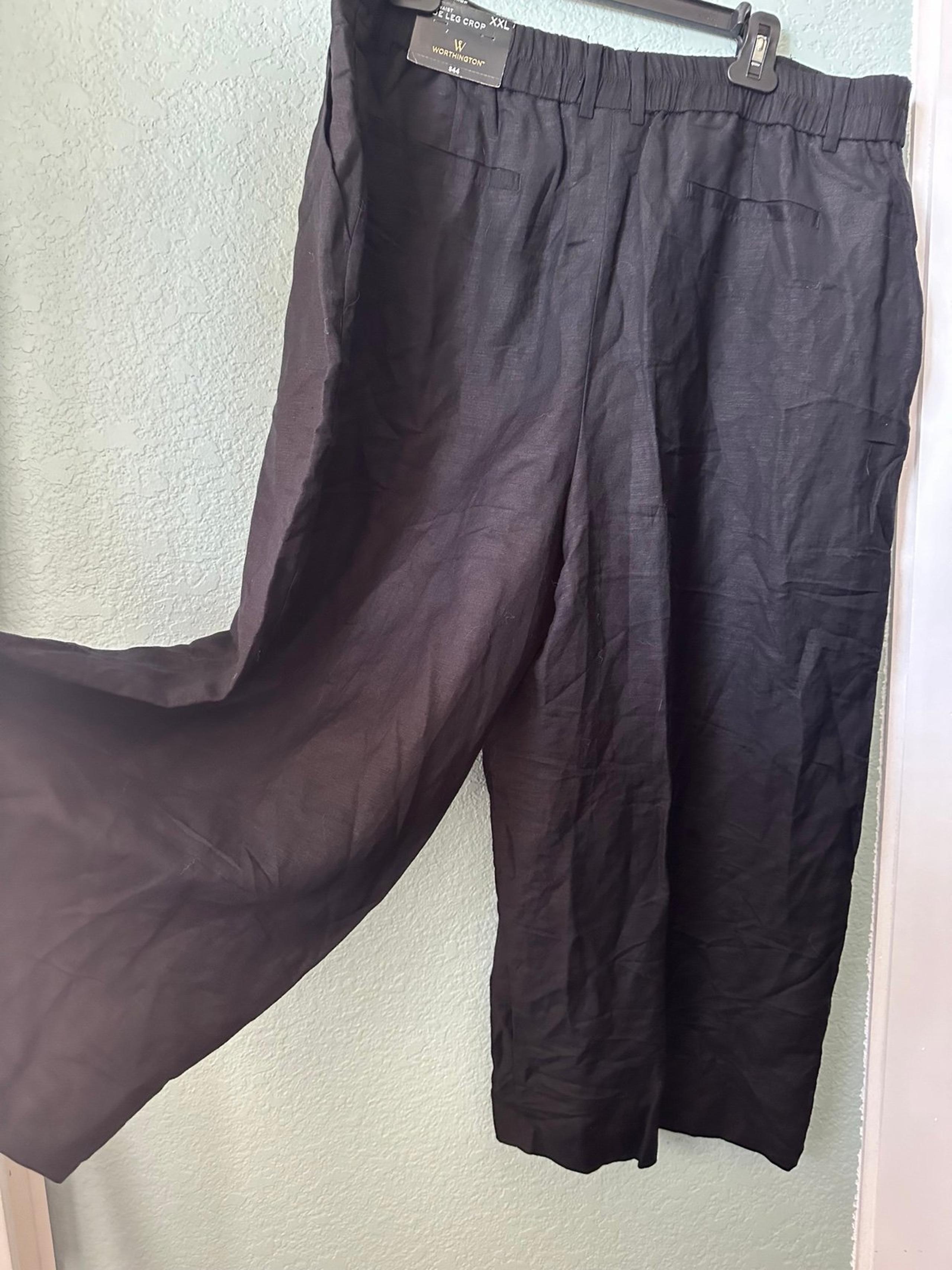 Black pants cropped wide leg women’s size XXL elastic back NWT expensive look