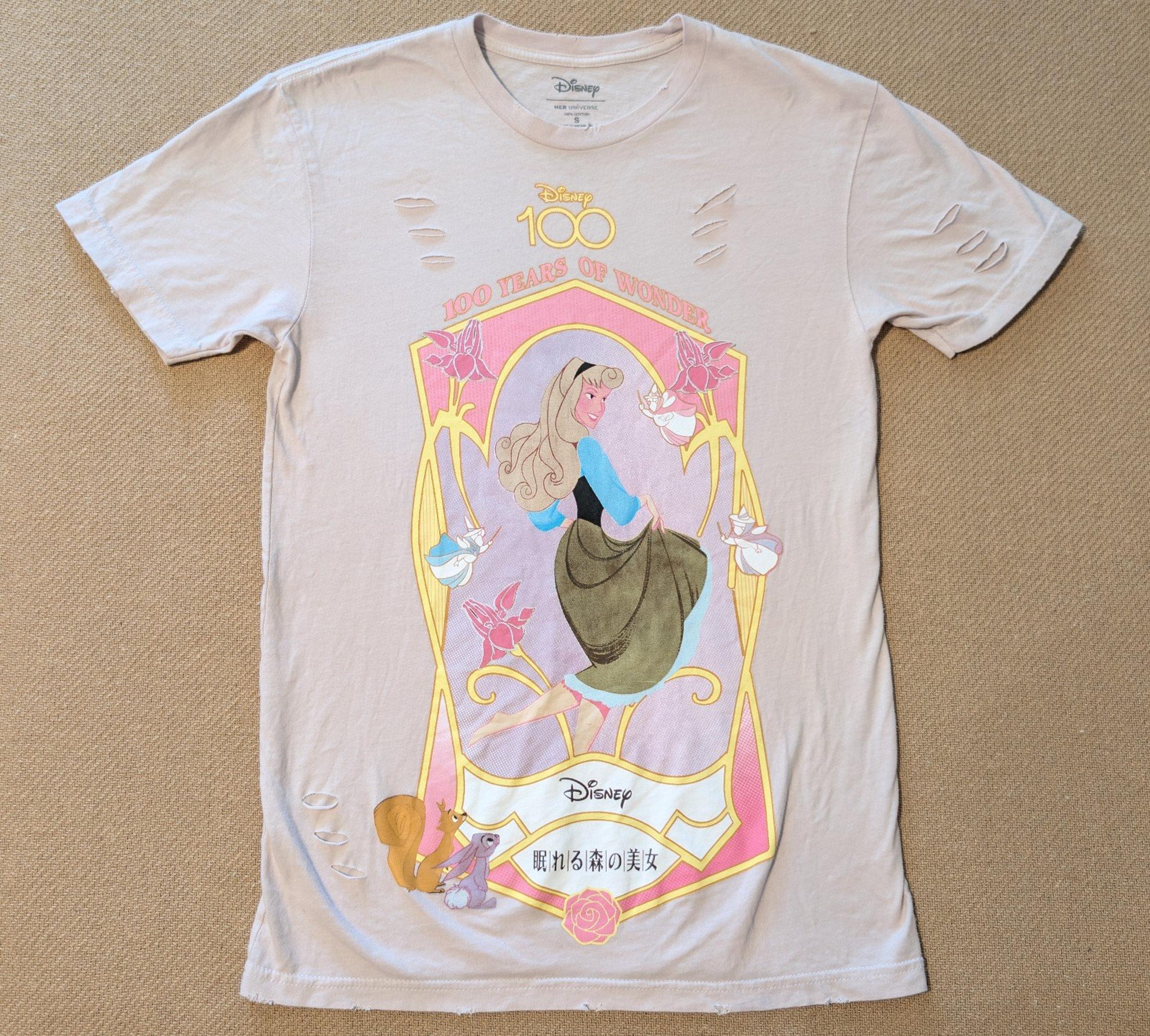 Disney Her Universe Sleeping Beauty Distressed Light Pink Short Sleeve T-Shirt