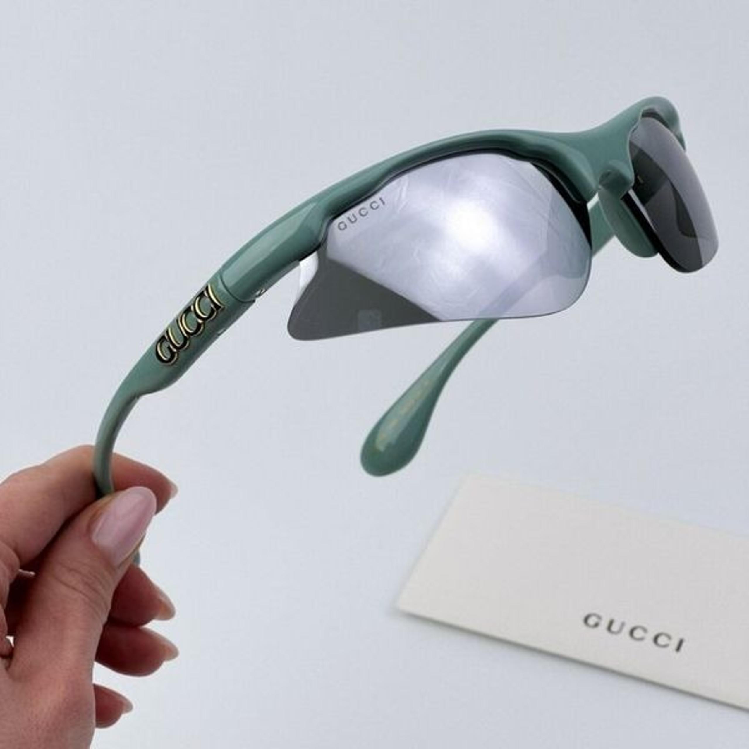 Gucci Men BRAND NEW Sunglasses Green Silver Mirror Mask GG1774S 005