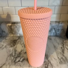 Matte Coral Pink Studded Starbucks Tumbler