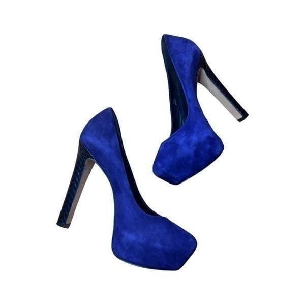 Brian Atwood Purple Leather Suede Platform Heels