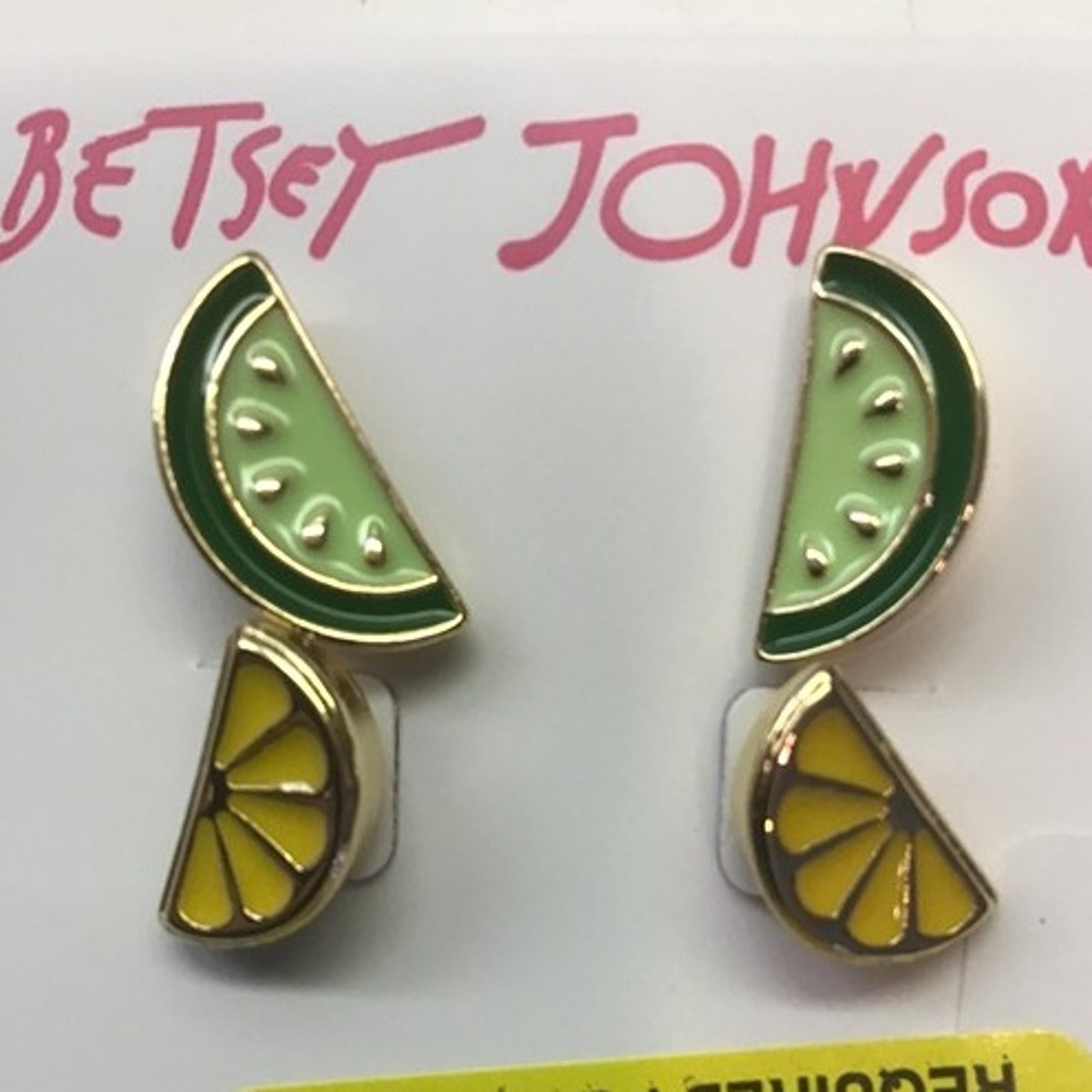 Betsey Johnson 2 Sets Lime and Lemon Wedge Earrings