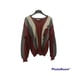Gabicci Red and Grey Wool Color Block Pullover Style V-neck Unisex Sweater L