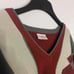Gabicci Red and Grey Wool Color Block Pullover Style V-neck Unisex Sweater L