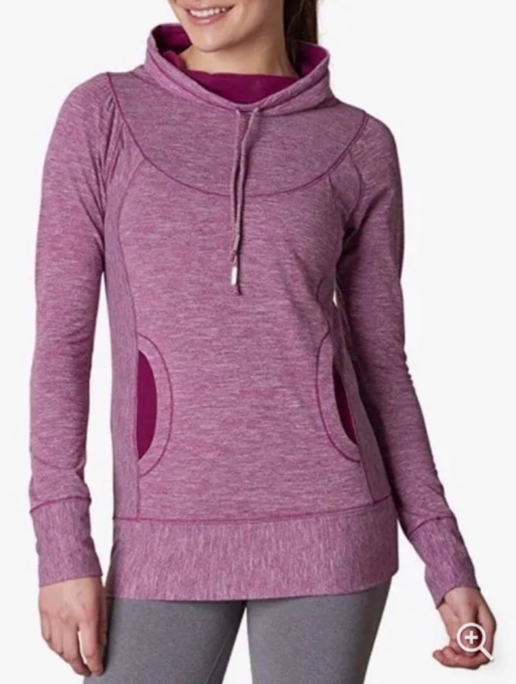 Prana Ember cowl neck pullover in grapevine purple