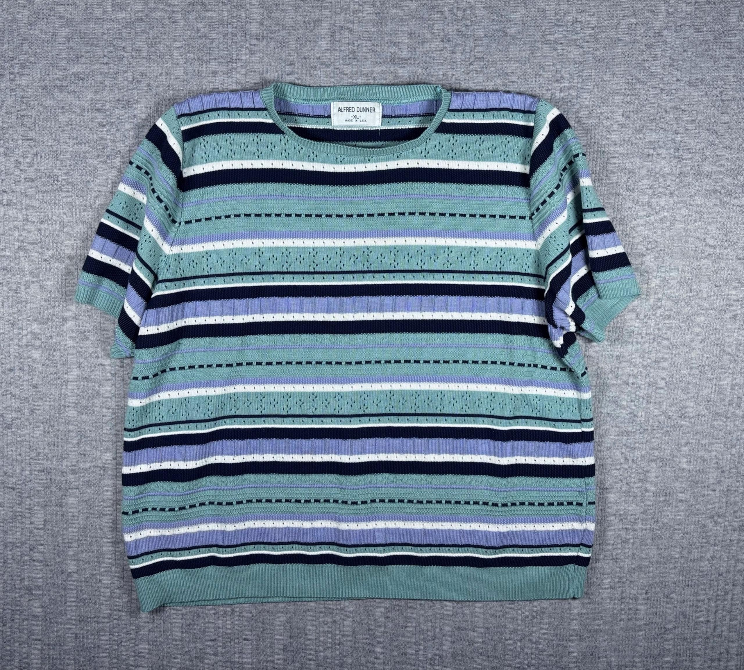 Alfred Dunner Sweater Shirt Womens XL Cable Knit Striped Cottage Core Vintage