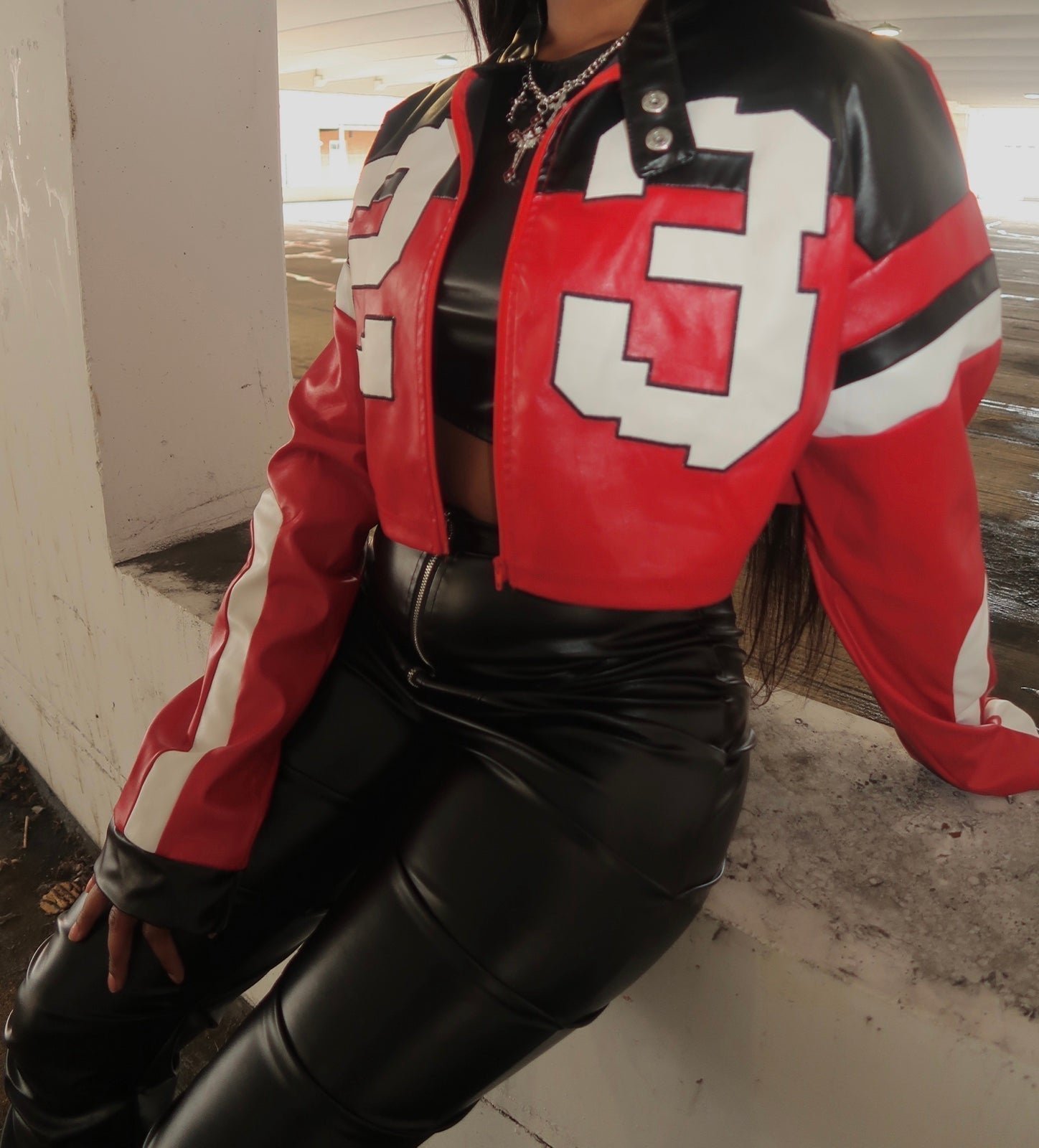 Faux leather racing Jacket