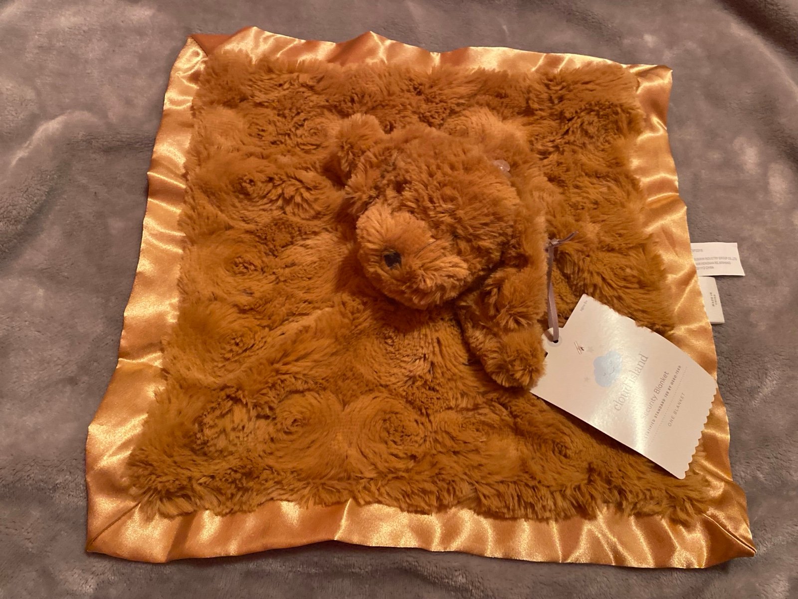 Cloud Island Puppy Dog Lovey Security Blanket Satin Baby Plush Swirl Fuzzy Tags