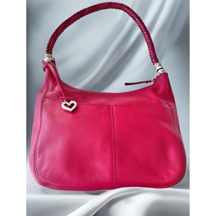 Brighton lipstick red  Barbados handbag Leather With Silver Plated Deco