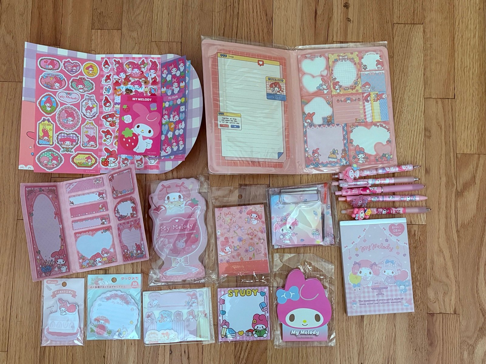 Sanrio My Melody Memo Pad Sticky Notes Pen Stickers Letter Set Bundle