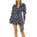 Revolve Saylor Navy Floral Chiffon Dress Puff Sleeve Size XS MSRP 242
