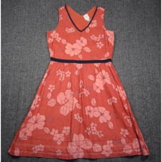 Garnet Hill Linen Fit & Flare Dress Size 12 Sleeveless Floral Tropical Vacation
