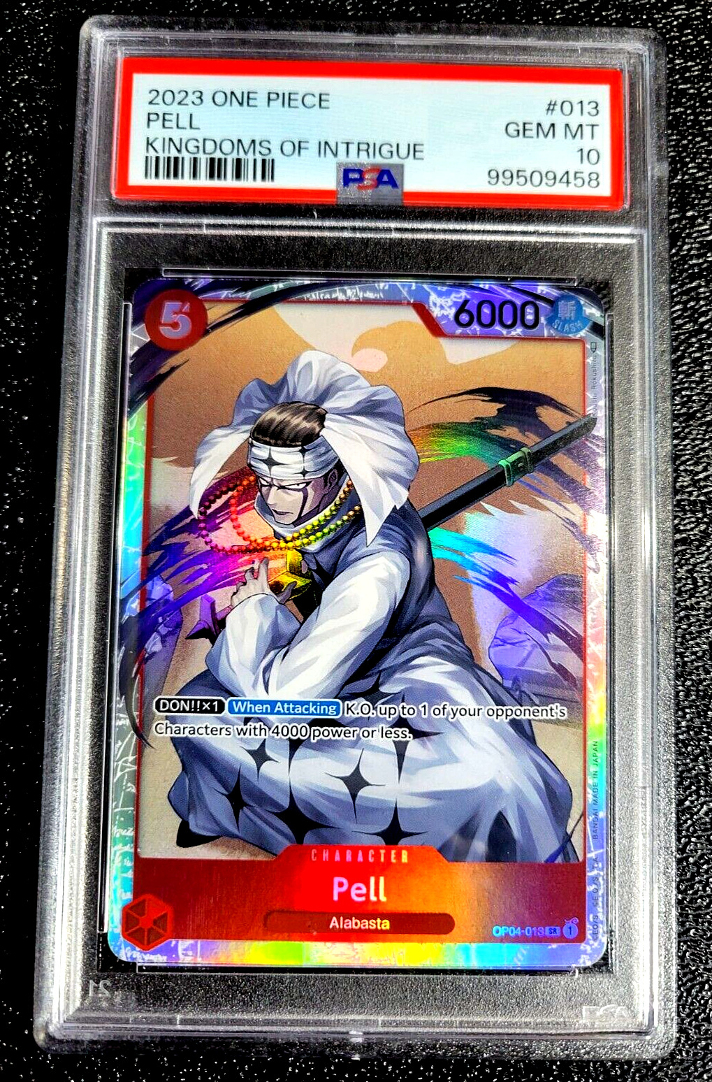 PSA 10 GEM MINT FULL ART HOLO 2023 ONE PIECE PELL KINGDOMS OF INTRIGUE 013 G3725