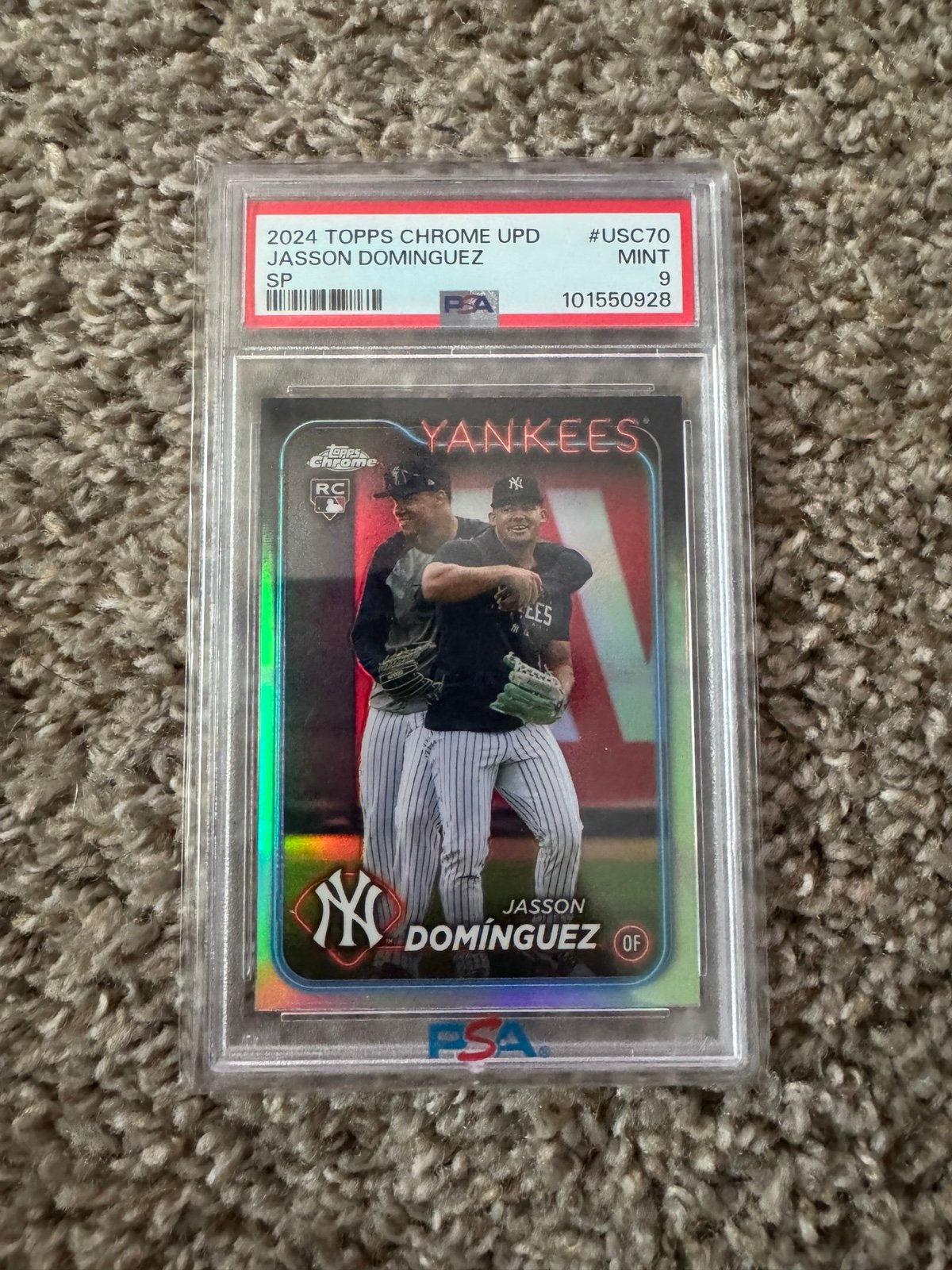 2024 TOPPS CHROME UPDATE SP IMAGE VARIATION #USC70 JASSON DOMINGUEZ RC PSA 9