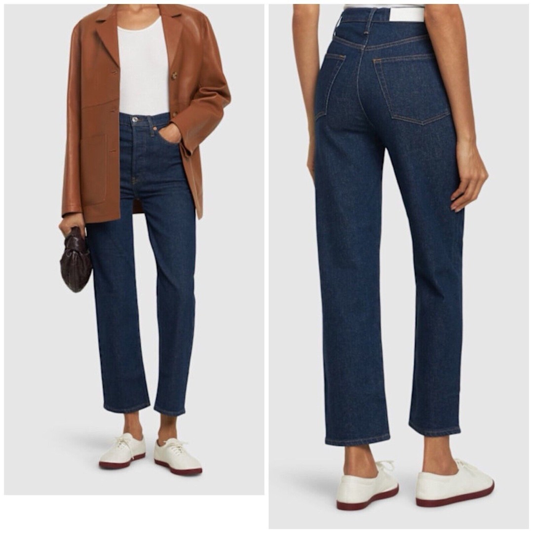 NWT RE/DONE 70s Stove Pipe Jeans Women's High Rise Button Fly, Size 28