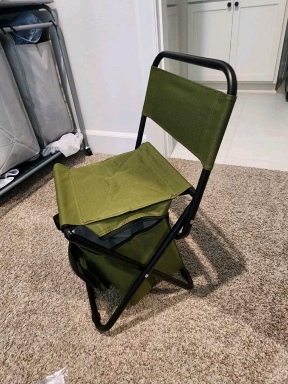 NEW 3 in 1 Portable Chair with Ice Bag and Large Storage - GREEN ARMY