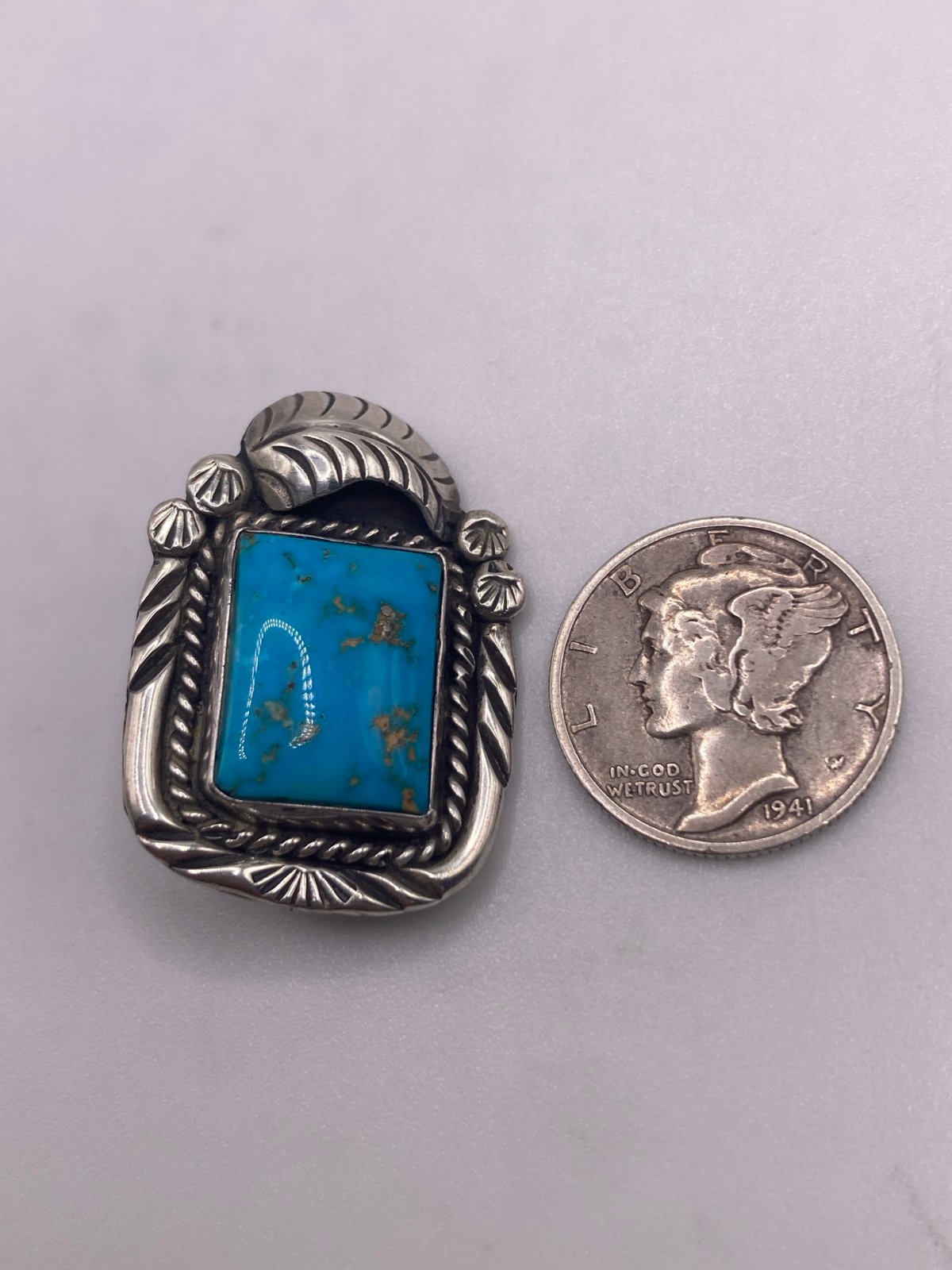 Vintage Turquoise Pin .925 Sterling Silver